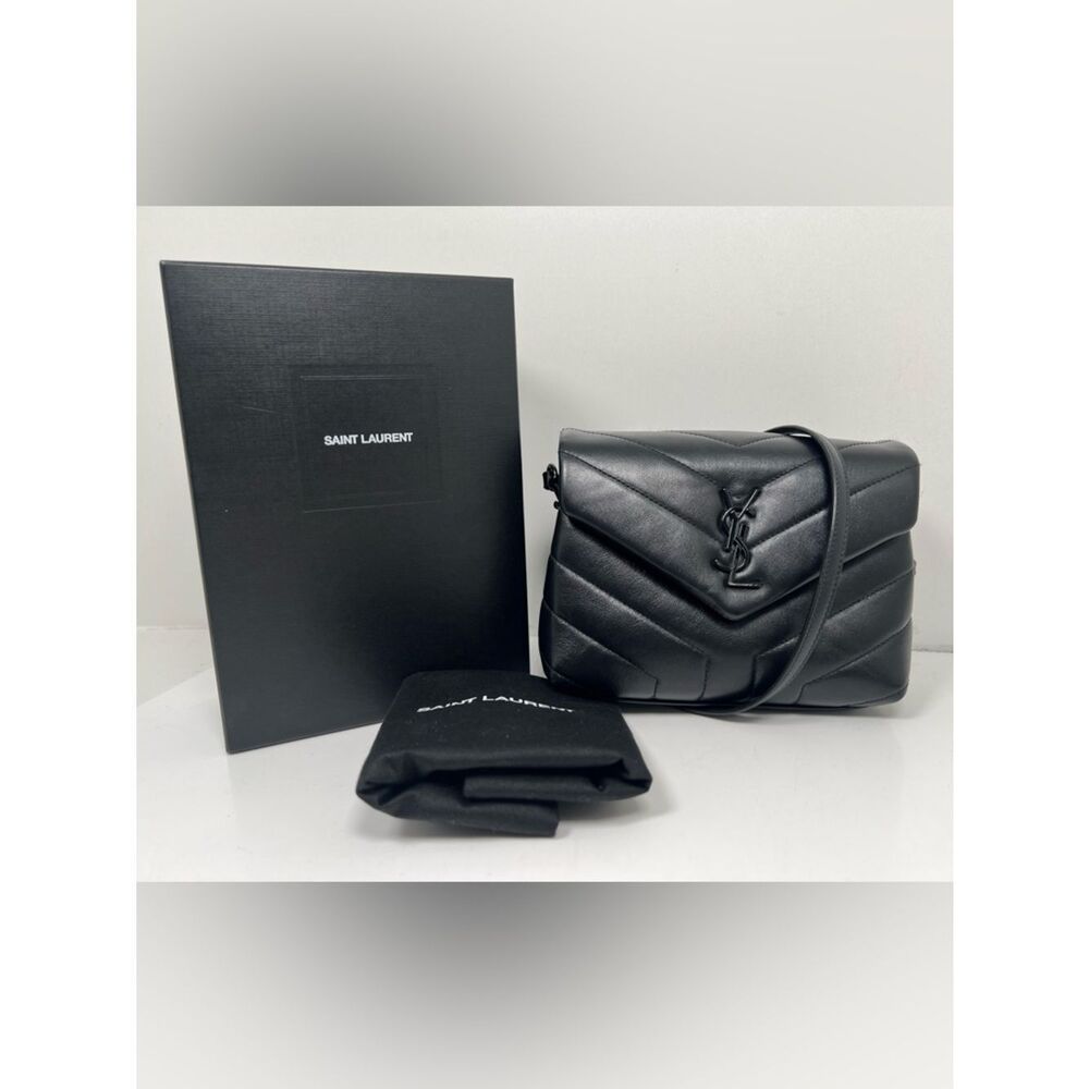 AUTHENTIC Gently Used Saint Laurent YSL Toy LouLou Crossbody Leather Bag Black
